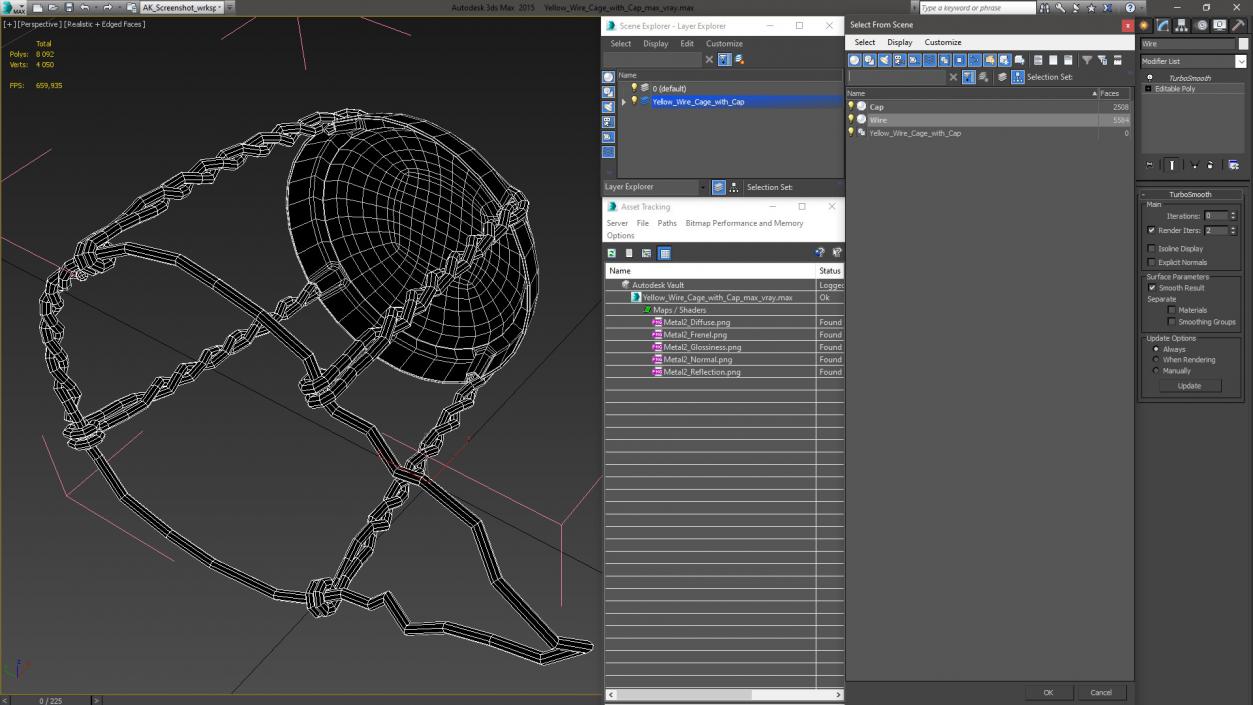 3D model Yellow Wire Cage with Cap