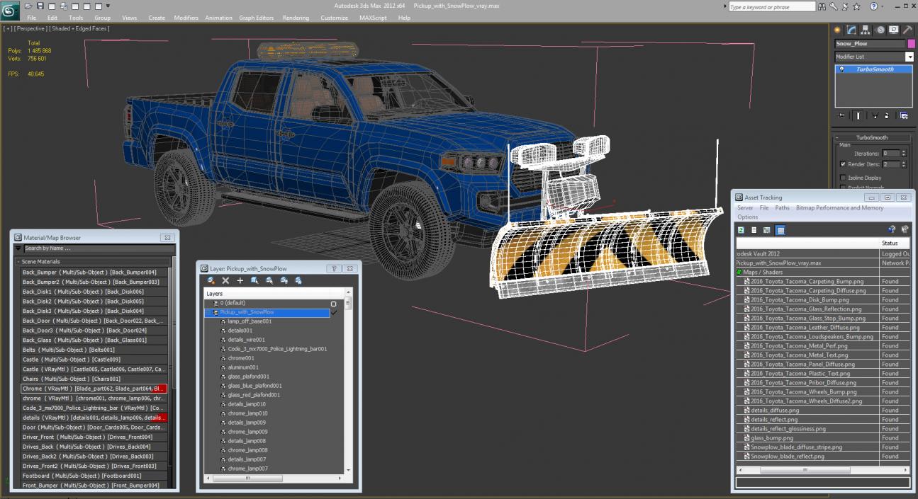 3D model Pickup with SnowPlow