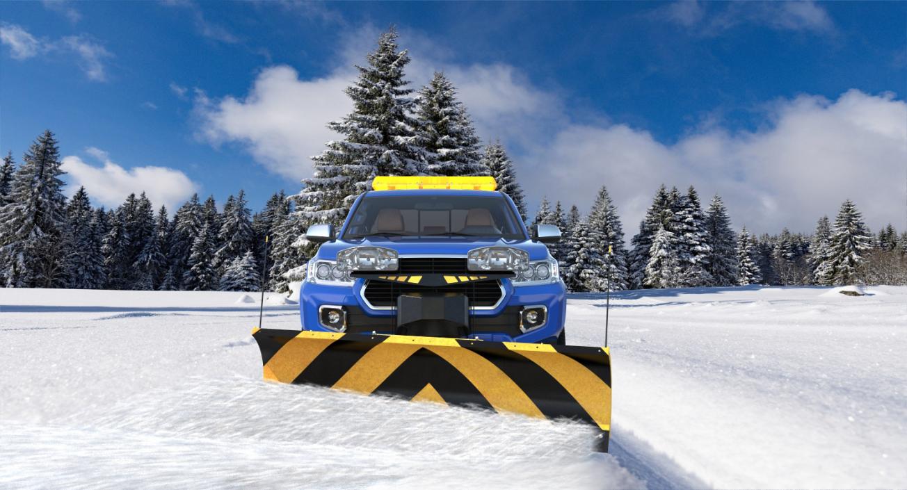 3D model Pickup with SnowPlow