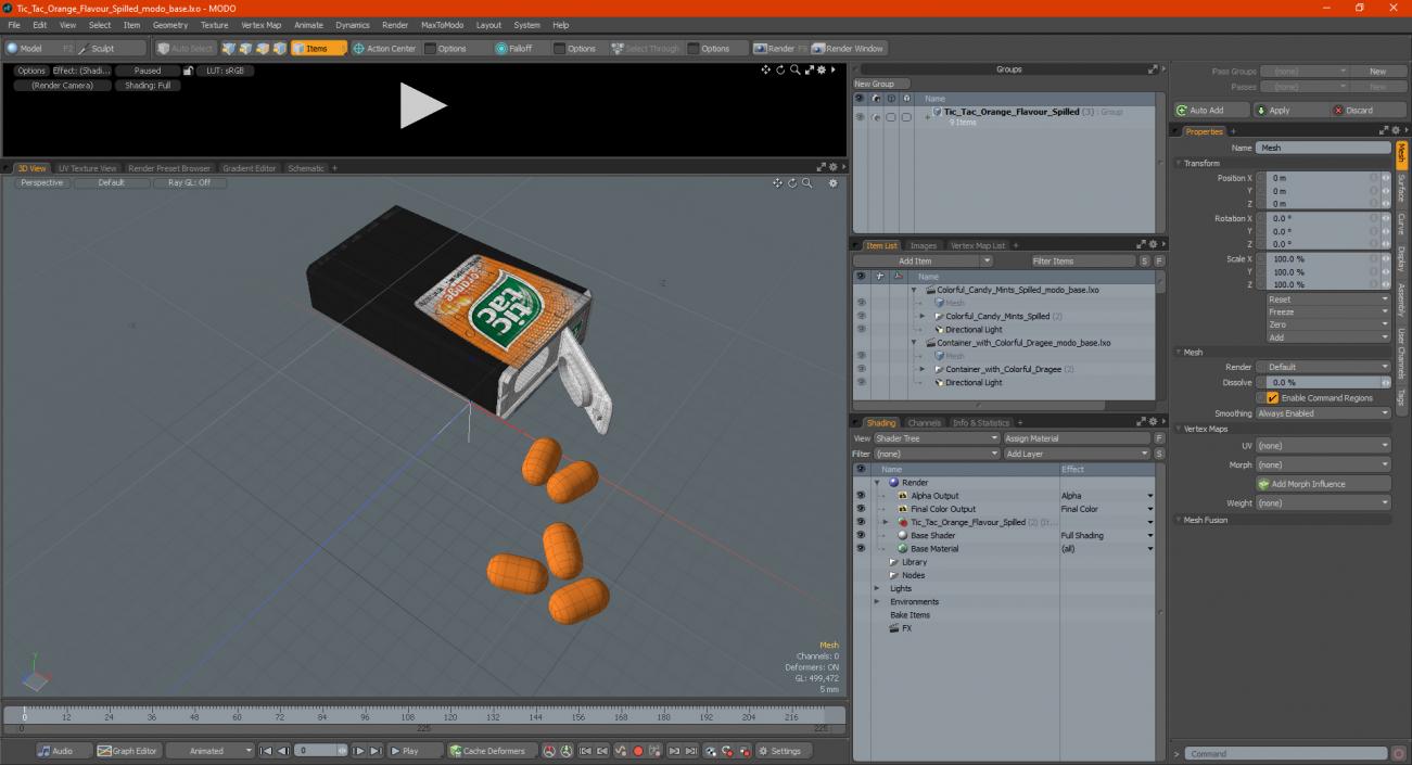 3D model Tic Tac Orange Flavour Spilled