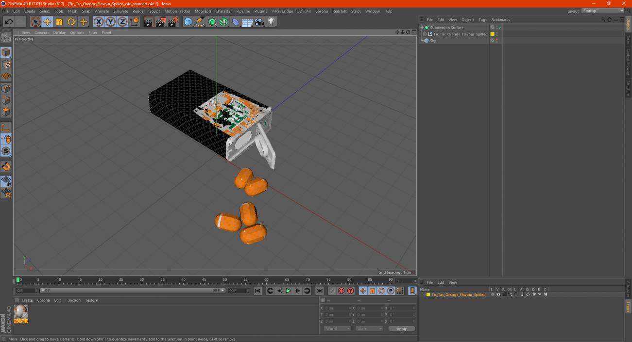 3D model Tic Tac Orange Flavour Spilled