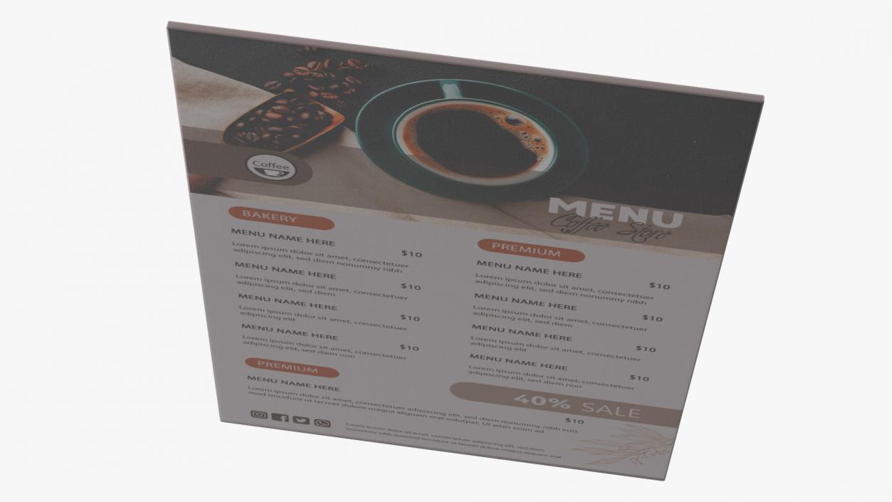 3D Chalkboard Signs Restaurant White model