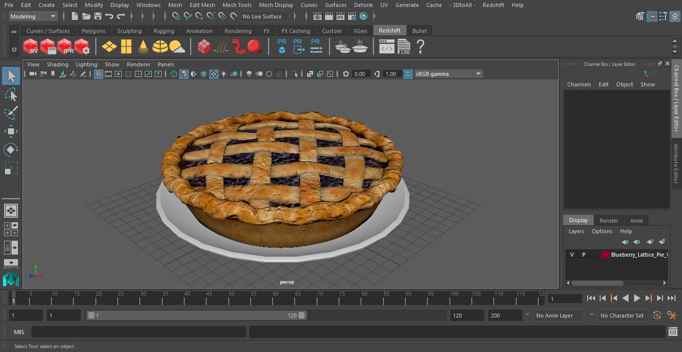 Blueberry Lattice Pie With Plate 3D