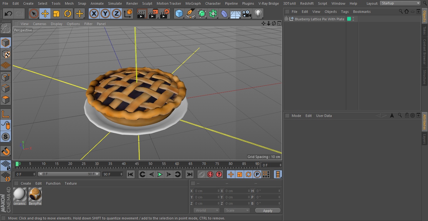 Blueberry Lattice Pie With Plate 3D