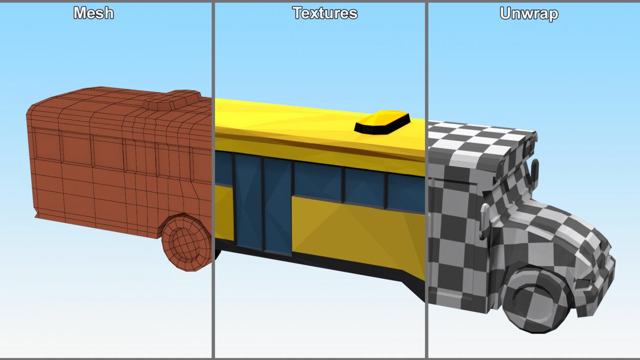 Low Poly Stylized Model School Bus 3D model