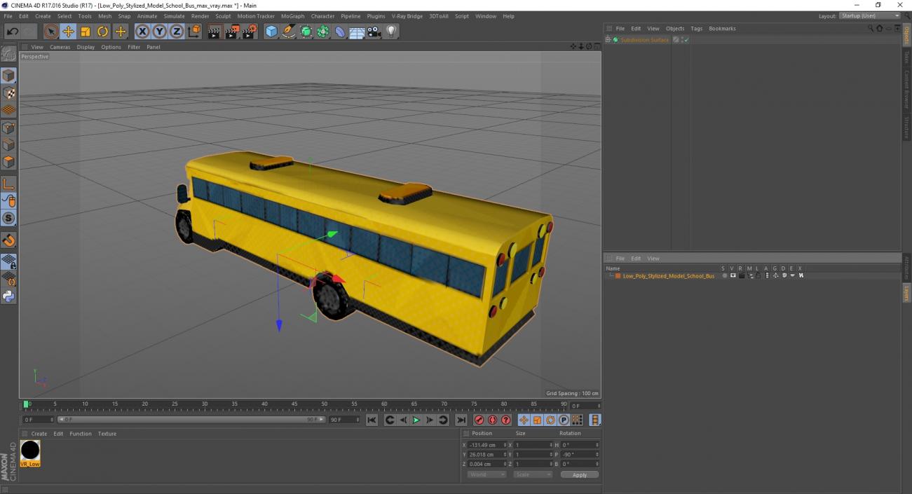 Low Poly Stylized Model School Bus 3D model