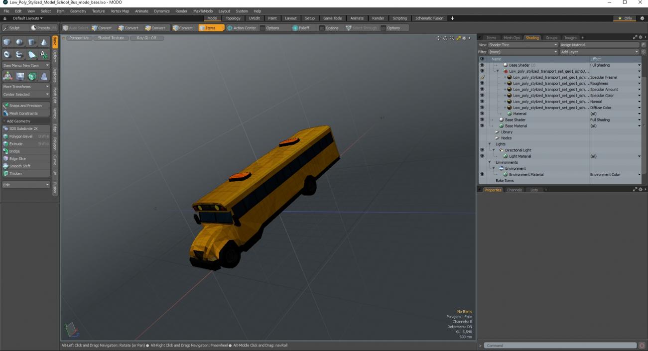 Low Poly Stylized Model School Bus 3D model