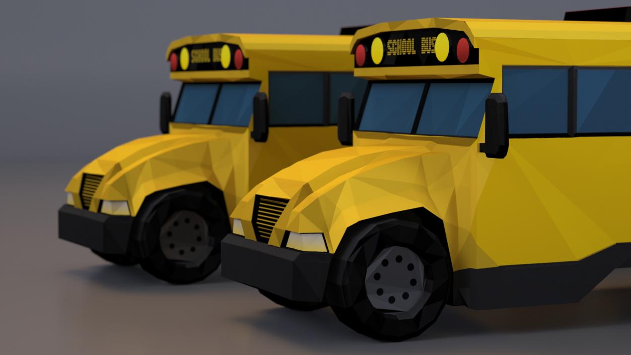 Low Poly Stylized Model School Bus 3D model