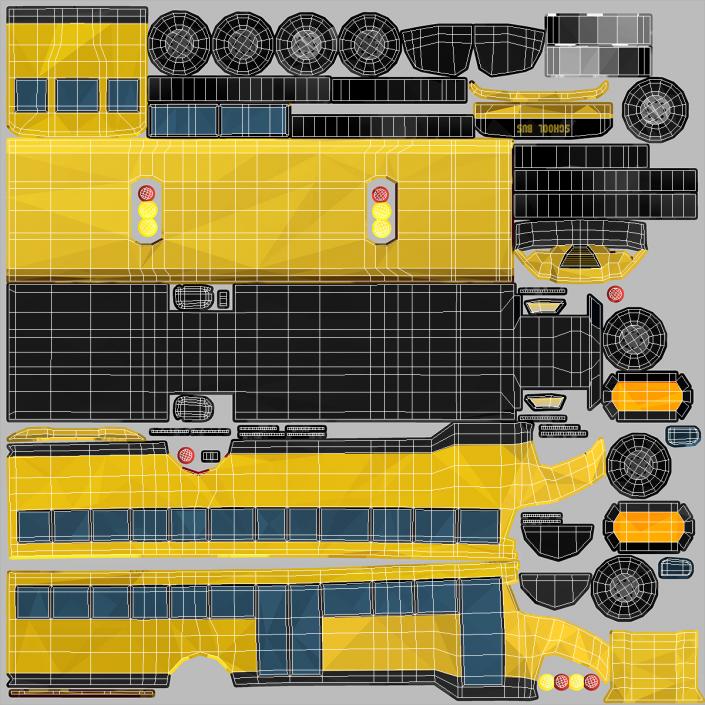 Low Poly Stylized Model School Bus 3D model