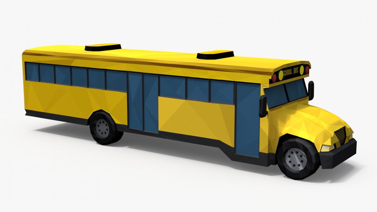 Low Poly Stylized Model School Bus 3D model