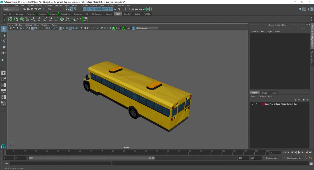 Low Poly Stylized Model School Bus 3D model