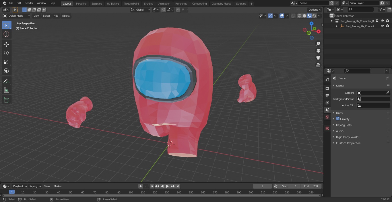 3D model Red Among Us Character Running