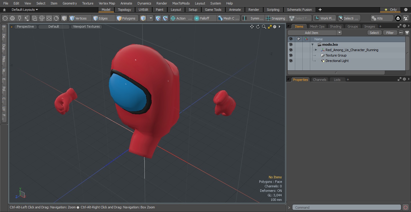 3D model Red Among Us Character Running