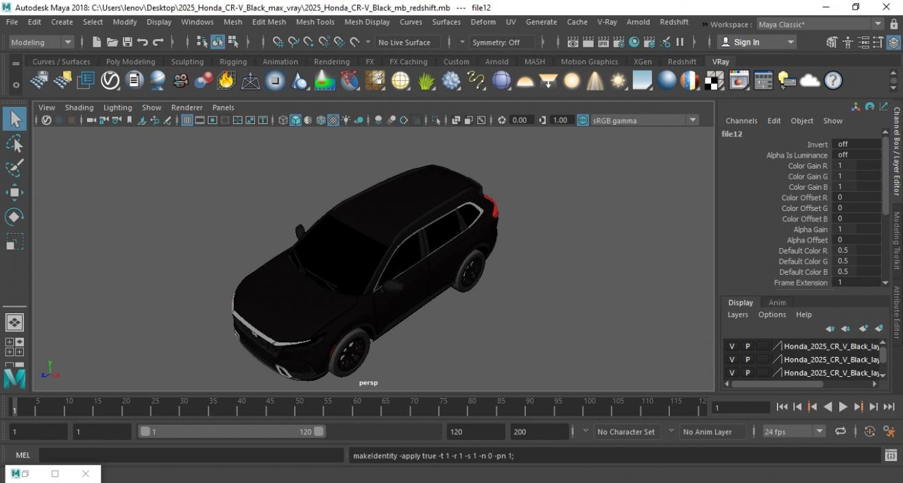 3D 2025 Honda CR-V Black