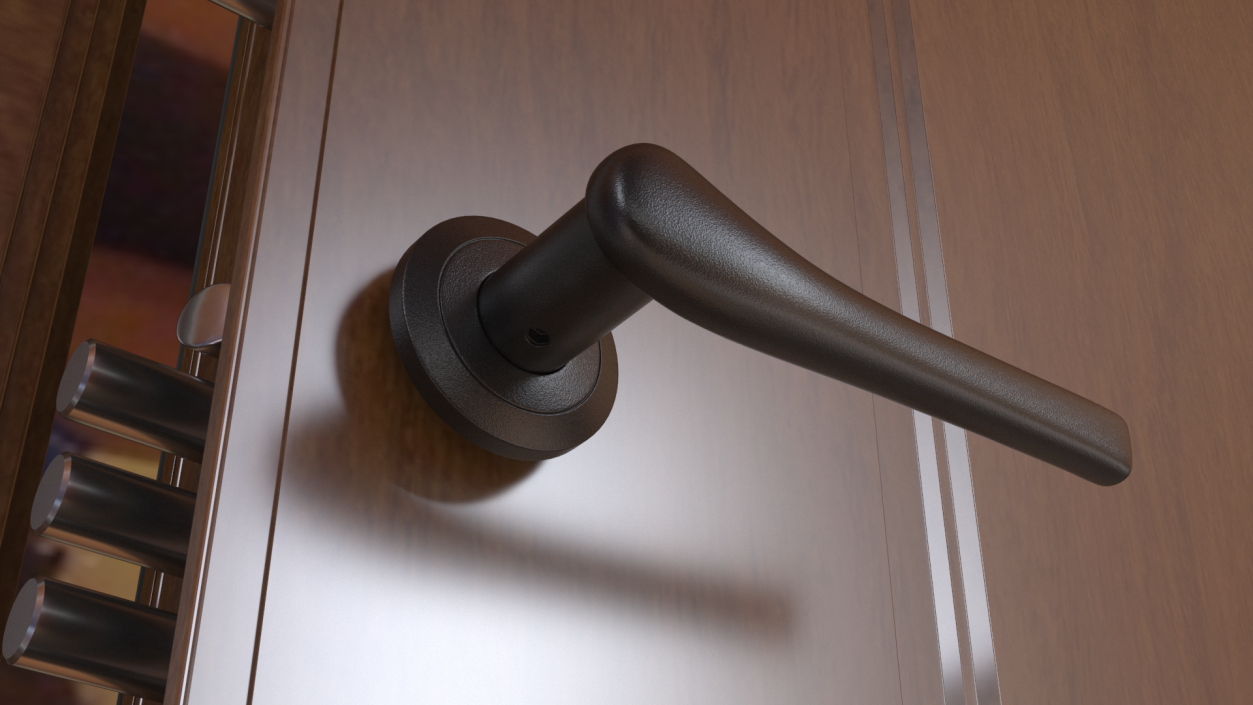 3D model Black Curved Door Handles