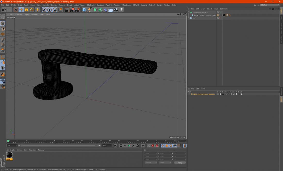 3D model Black Curved Door Handles