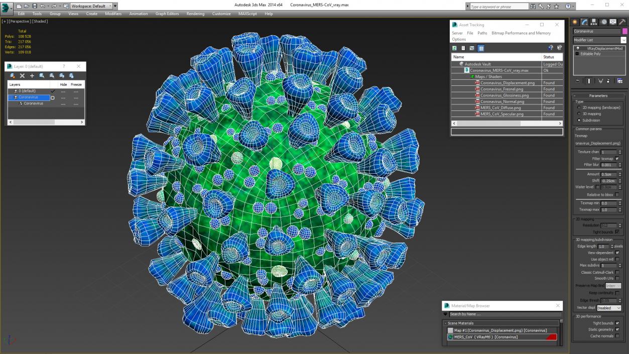 3D model Coronavirus MERS-CoV