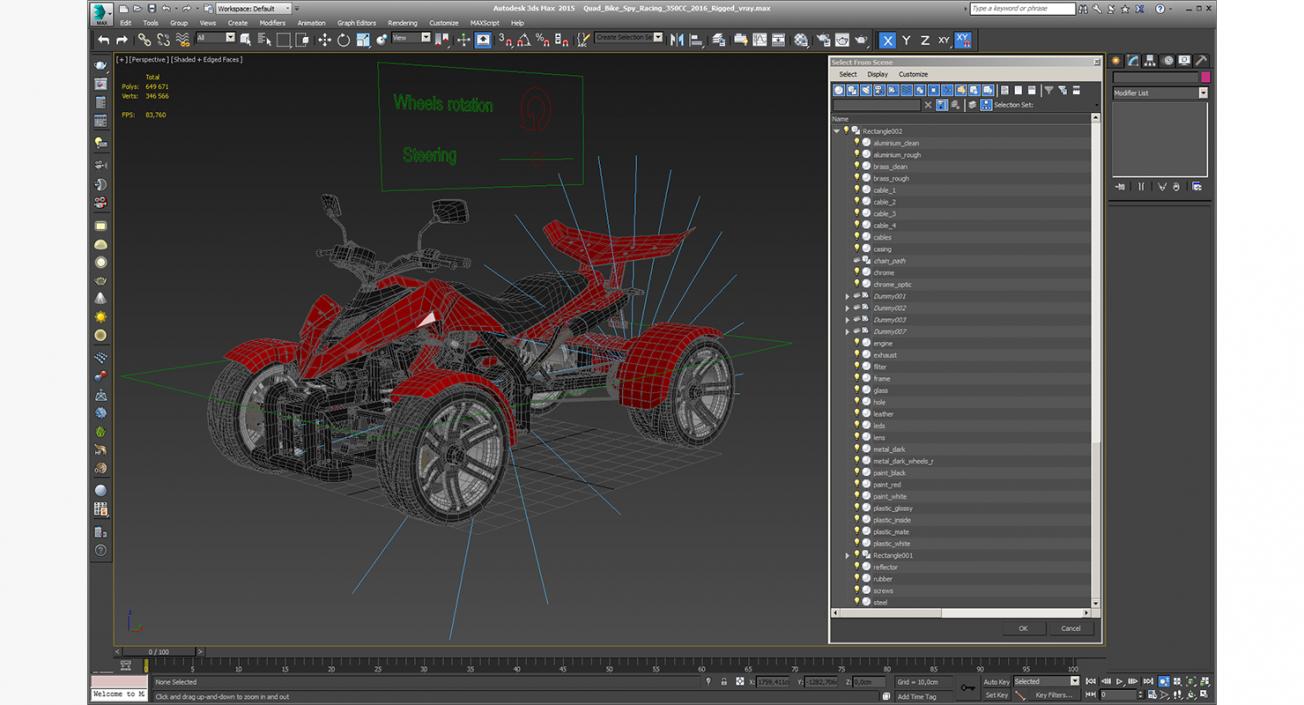 3D Quad Bike Spy Racing 350CC 2016 Rigged model