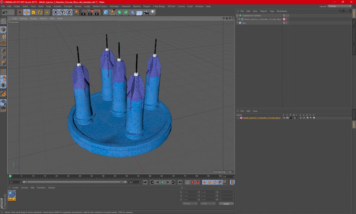 3D model Multi Injector 5 Needles Circular Blue 2