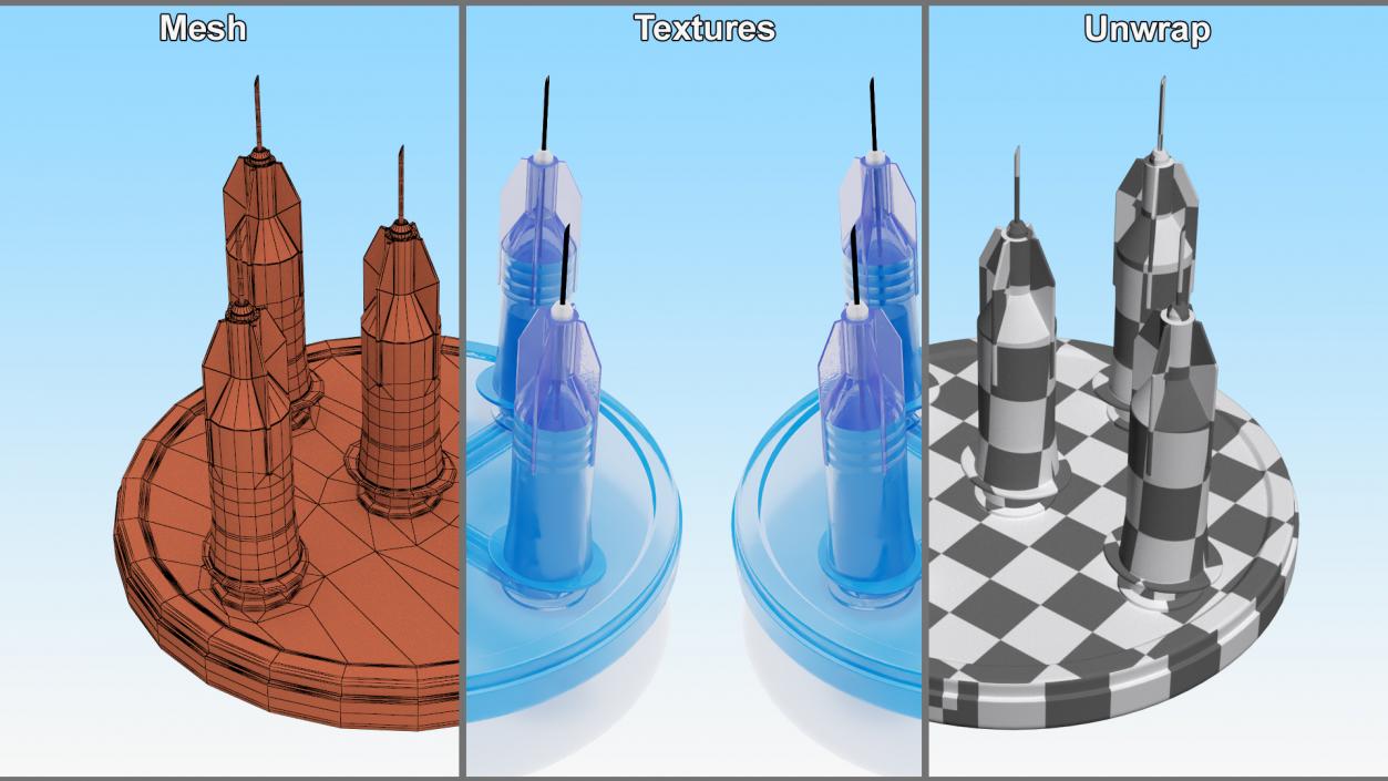 3D model Multi Injector 5 Needles Circular Blue 2