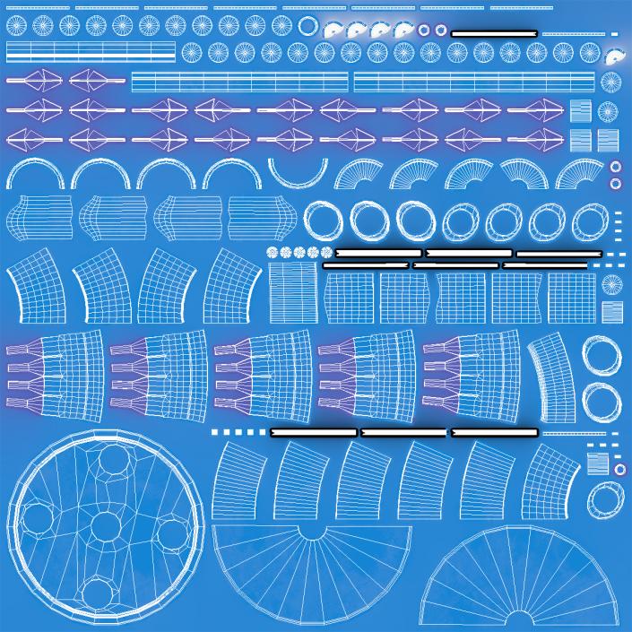 3D model Multi Injector 5 Needles Circular Blue 2