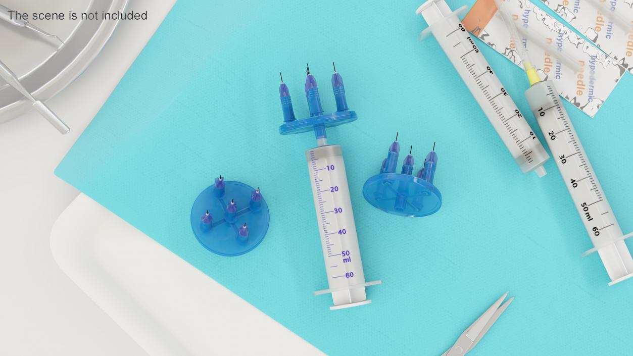 3D model Multi Injector 5 Needles Circular Blue 2