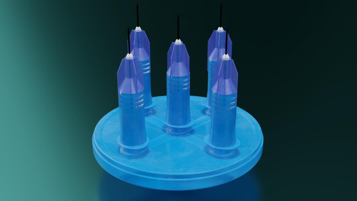 3D model Multi Injector 5 Needles Circular Blue 2