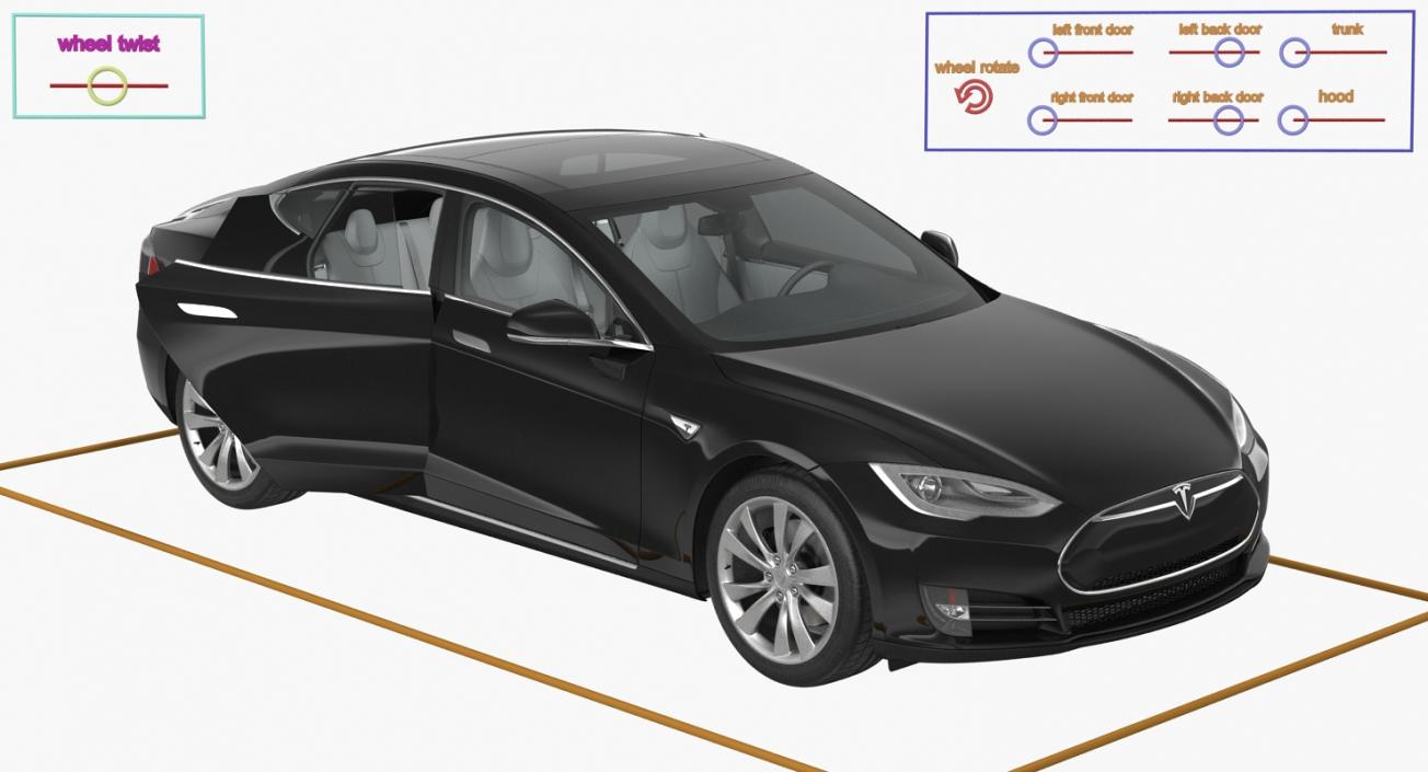 Tesla Model S 90D 2015 Rigged 3D model