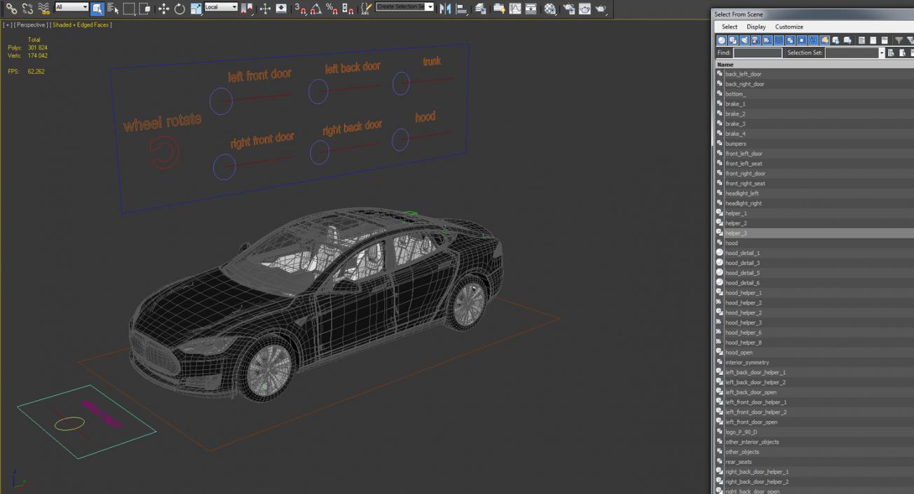 Tesla Model S 90D 2015 Rigged 3D model