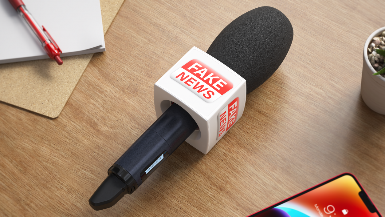 Fake News Interview Microphone Square 3D