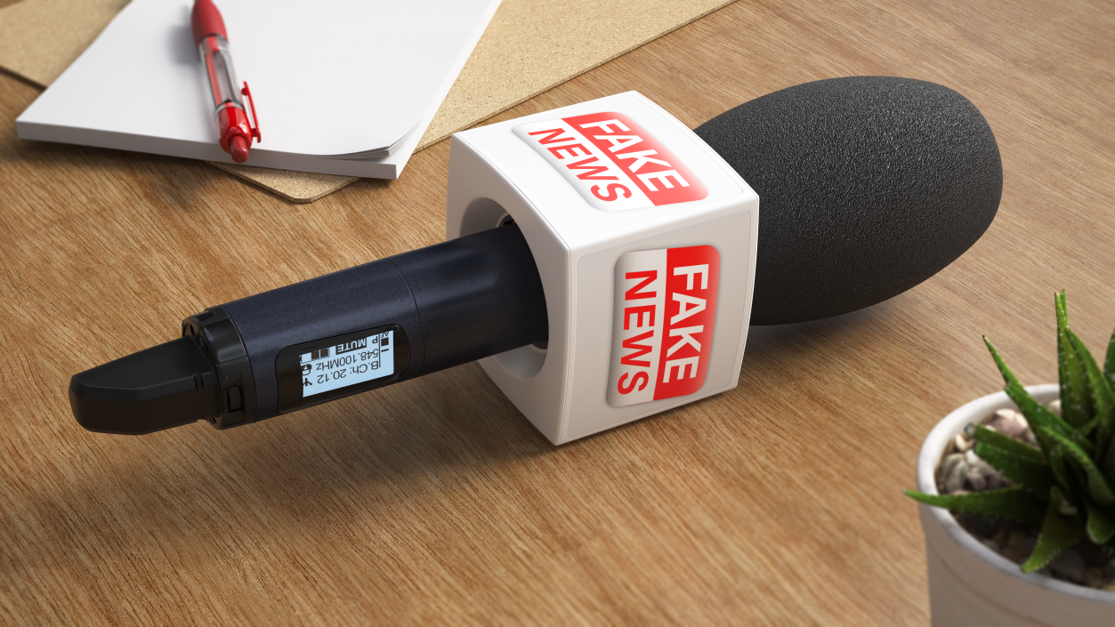 Fake News Interview Microphone Square 3D