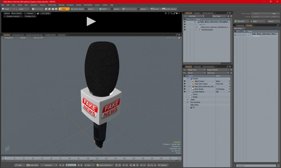 Fake News Interview Microphone Square 3D