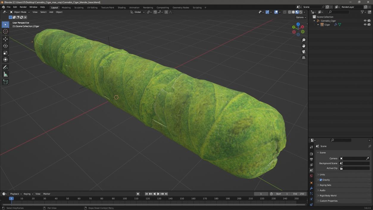 Cannabis Cigar 3D model