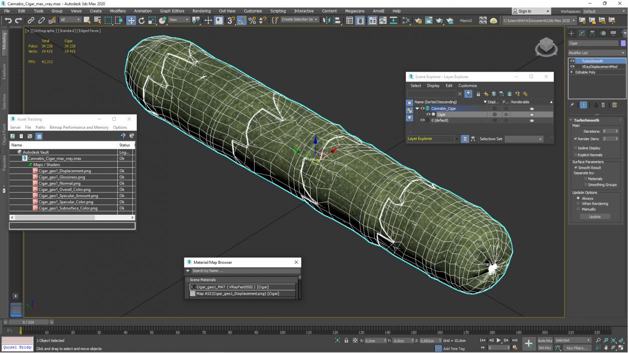 Cannabis Cigar 3D model