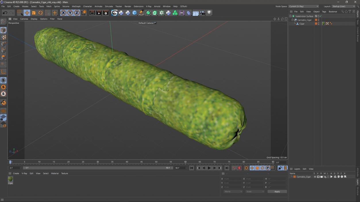 Cannabis Cigar 3D model