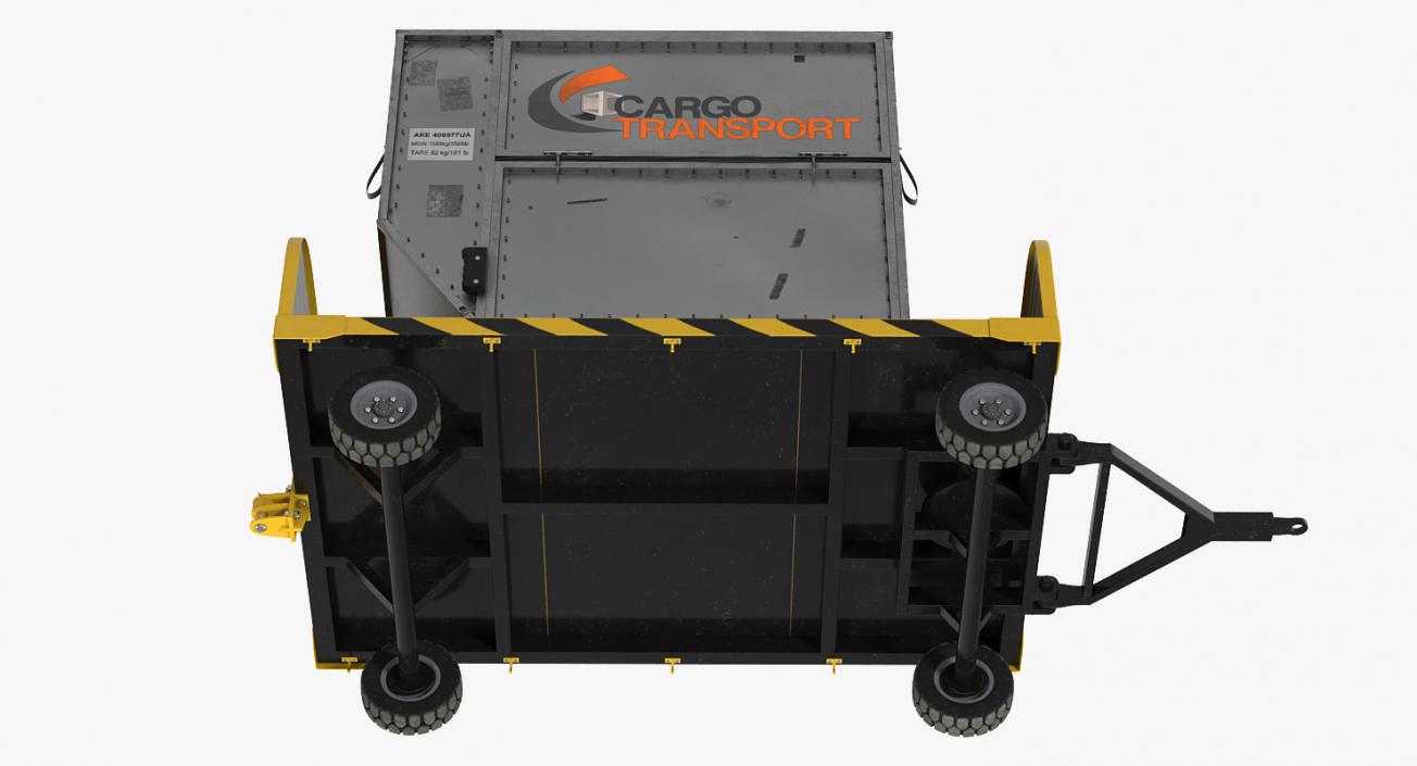 3D Airport Luggage Trolley with Container model