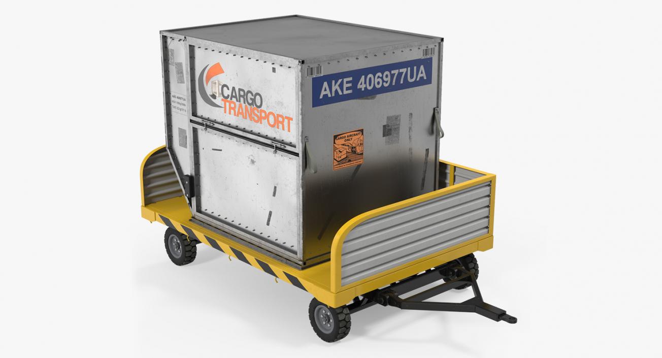 3D Airport Luggage Trolley with Container model