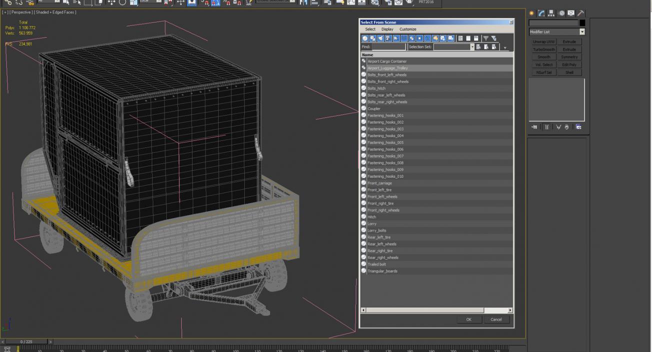 3D Airport Luggage Trolley with Container model