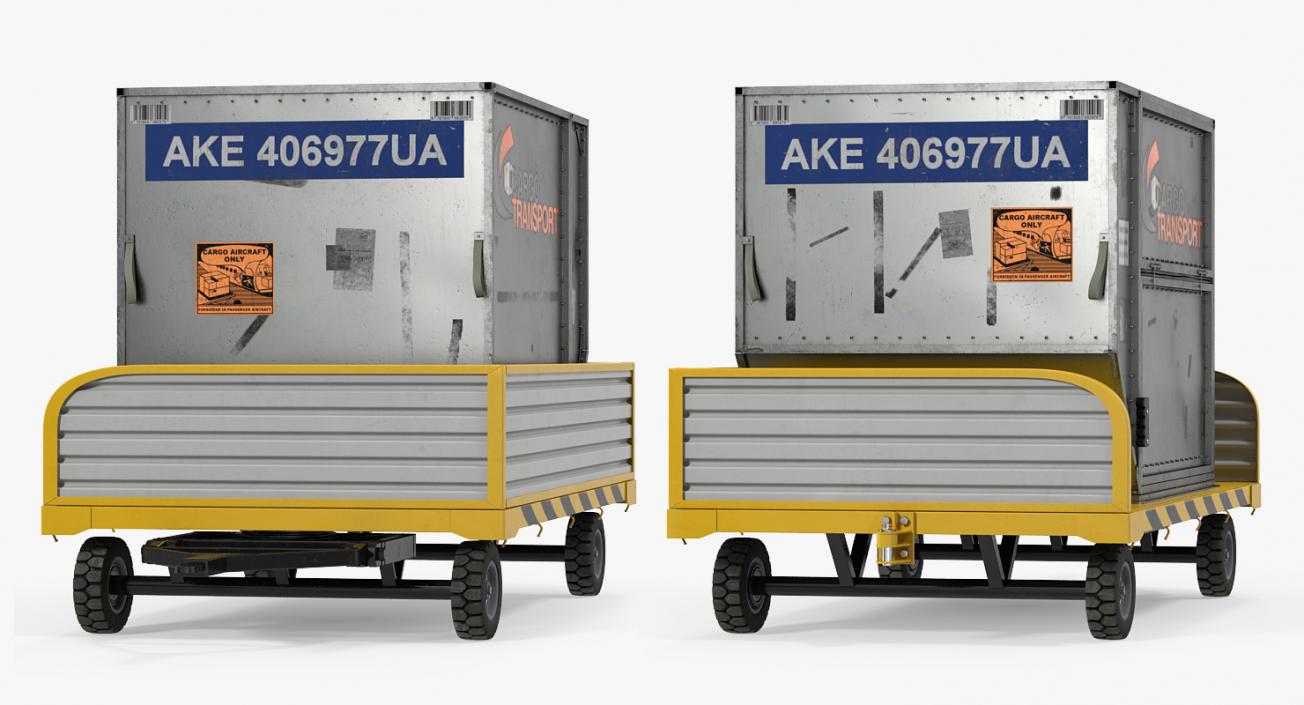 3D Airport Luggage Trolley with Container model