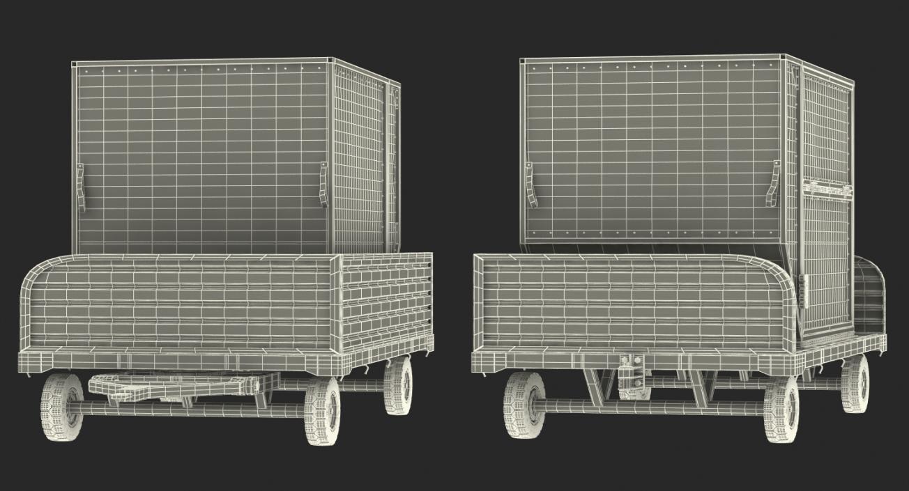 3D Airport Luggage Trolley with Container model