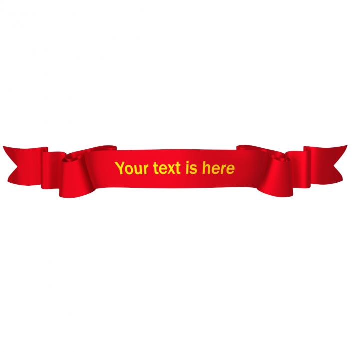 3D Red Ribbon Curved Stripe Banner