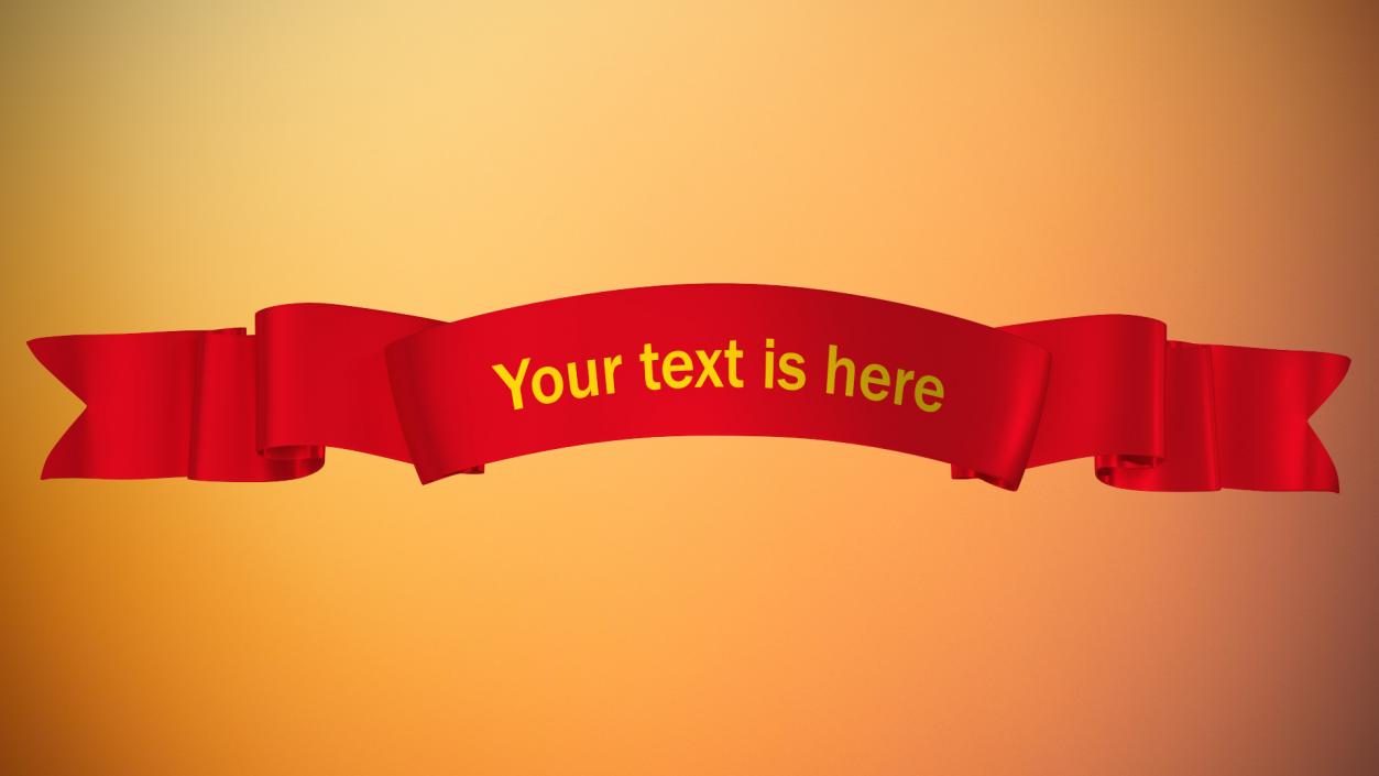 3D Red Ribbon Curved Stripe Banner