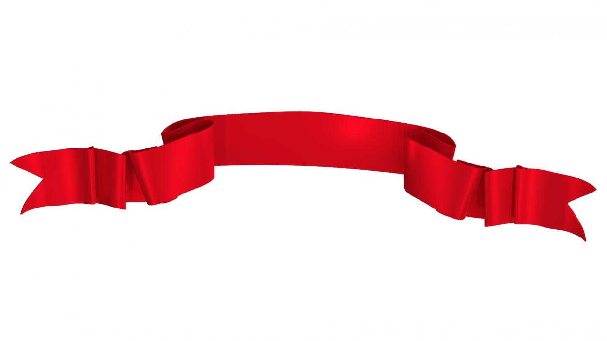 3D Red Ribbon Curved Stripe Banner