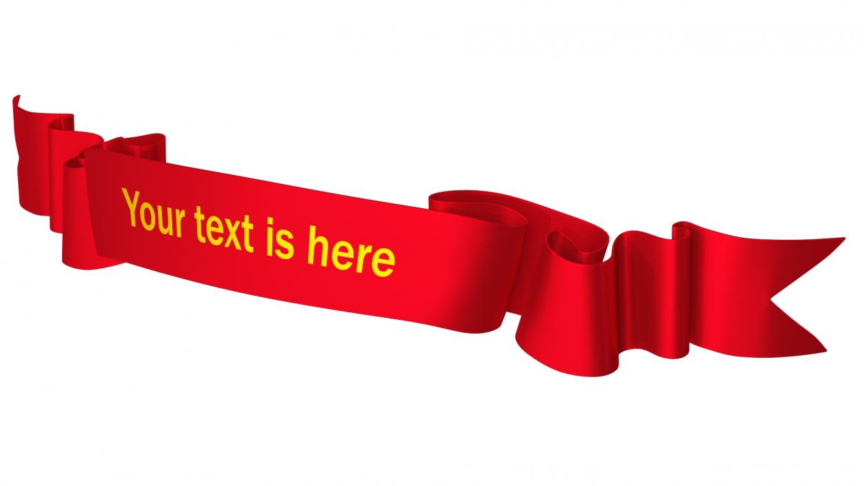 3D Red Ribbon Curved Stripe Banner