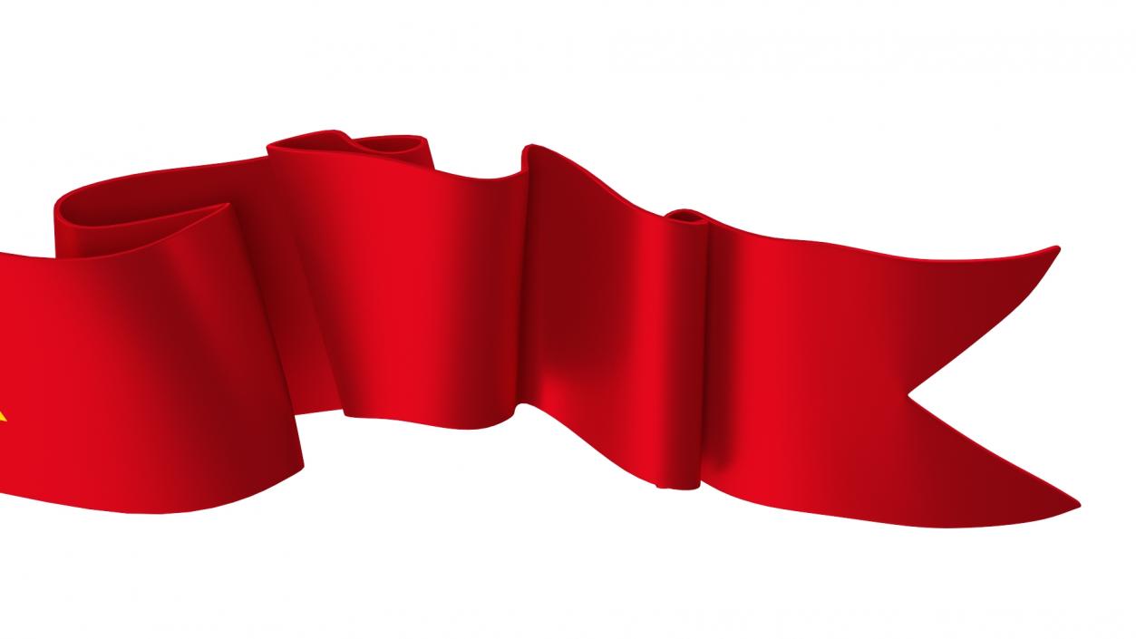 3D Red Ribbon Curved Stripe Banner