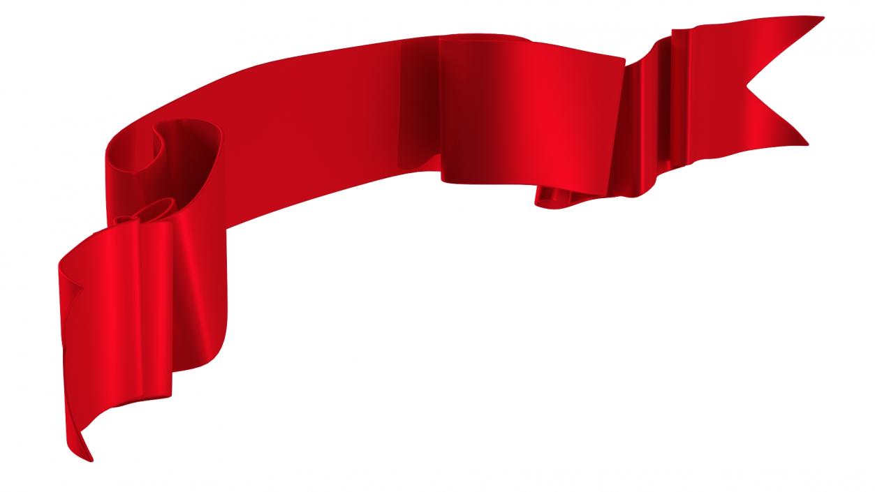 3D Red Ribbon Curved Stripe Banner