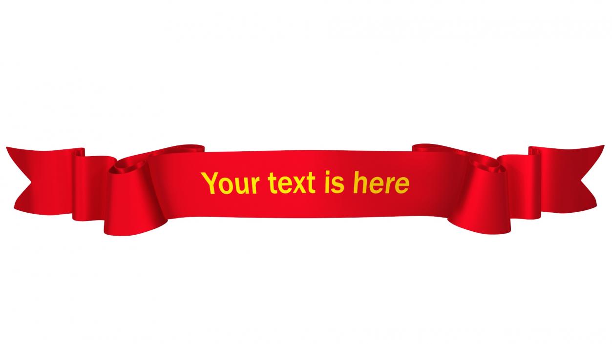 3D Red Ribbon Curved Stripe Banner