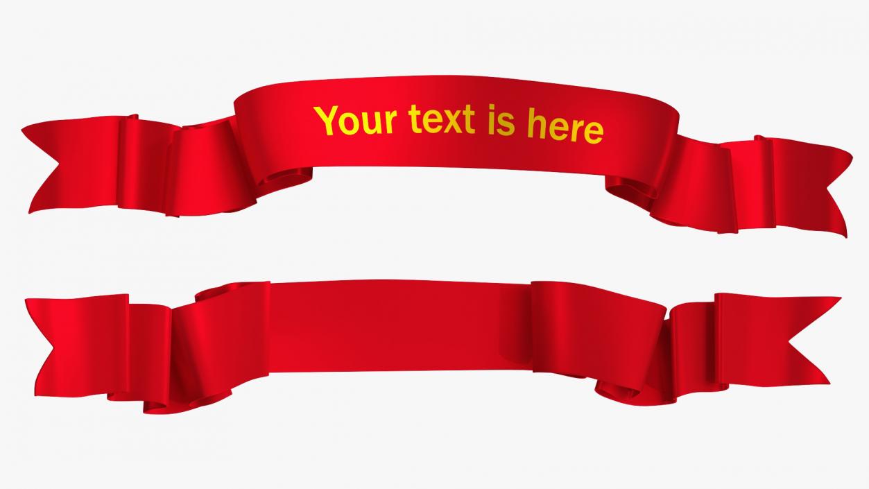 3D Red Ribbon Curved Stripe Banner