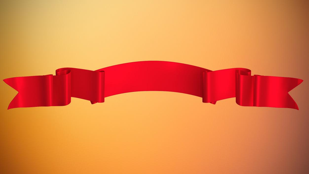 3D Red Ribbon Curved Stripe Banner