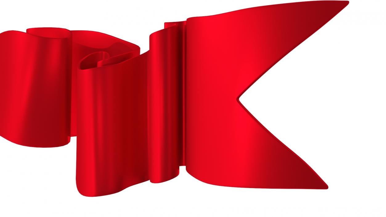 3D Red Ribbon Curved Stripe Banner